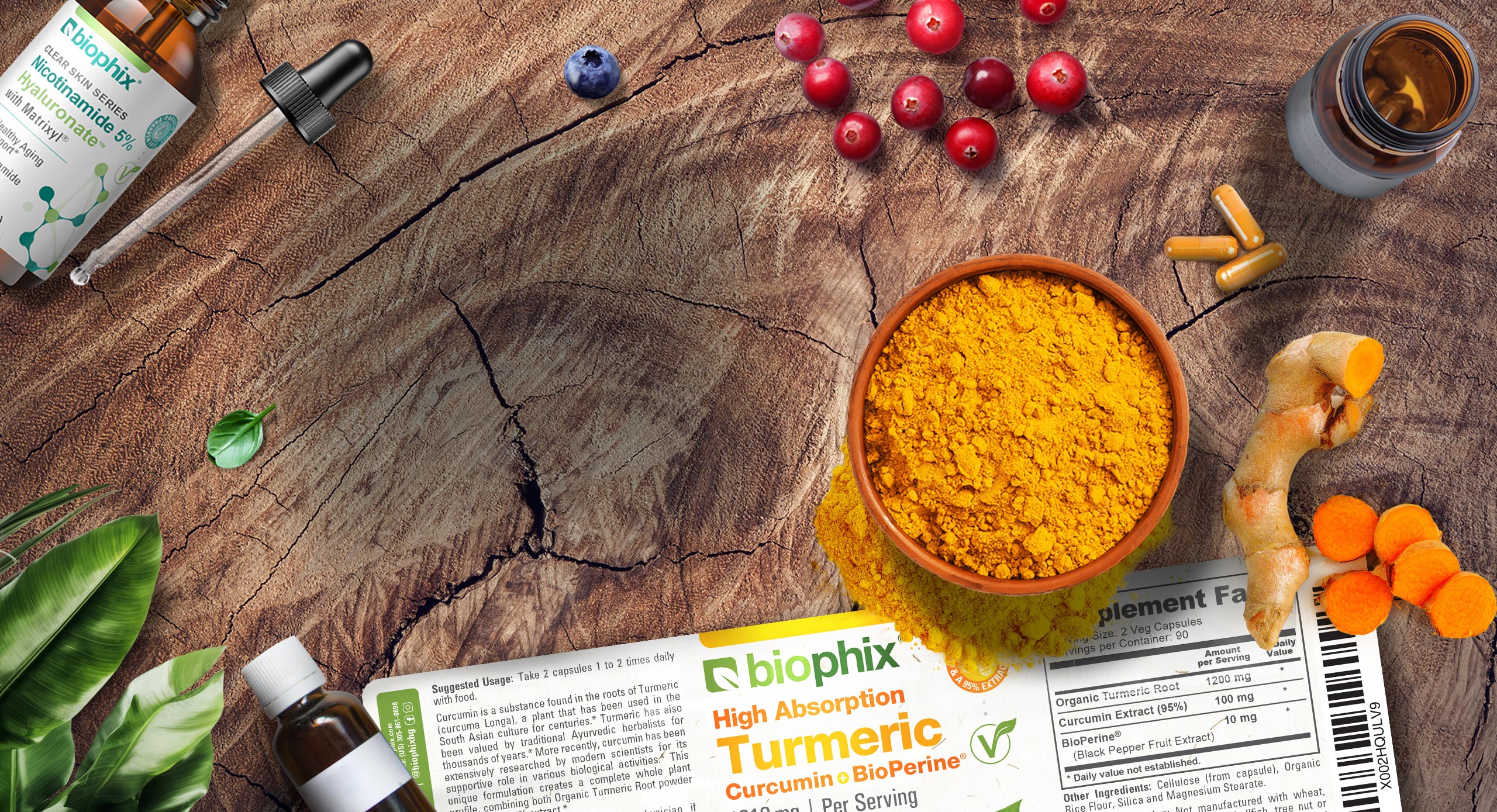 Supplements and ingredients on a table