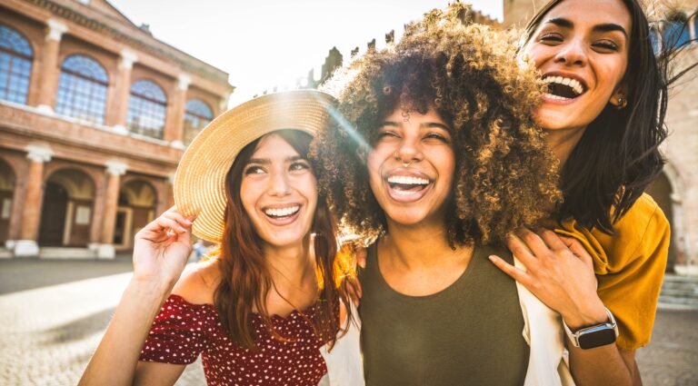 Healthy smiling women