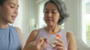 Women taking anti-aging supplements