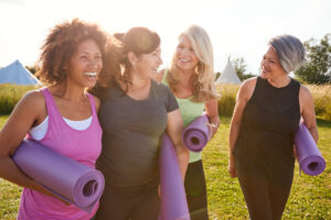 Healthy women of all ages exercising