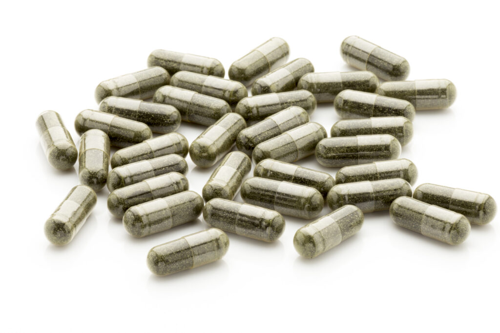 Green tea extract and natural energy supplement ingredients including L-theanine and B vitamins